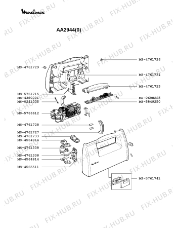 Взрыв-схема блендера (миксера) Moulinex AA2944(0) - Схема узла 1P000576.1P2