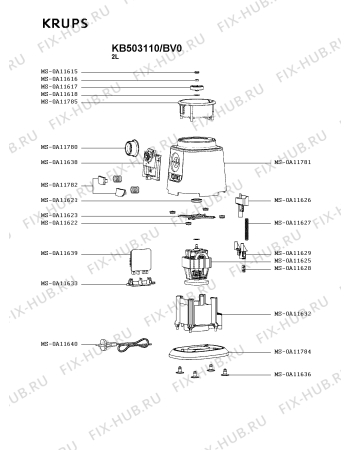 Схема №2 KB503110/BV0 с изображением Элемент корпуса для электроблендера Krups MS-0A11781