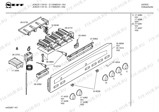 Схема №1 E1720S3 JOKER 1721 B с изображением Панель управления для плиты (духовки) Bosch 00357015