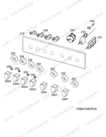 Взрыв-схема плиты (духовки) Zanussi ZCK552H1XA - Схема узла Command panel 037