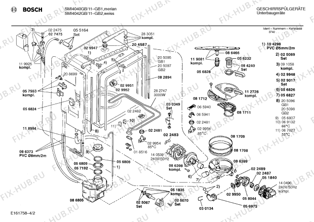 Взрыв-схема посудомоечной машины Bosch SMI4042GB - Схема узла 02