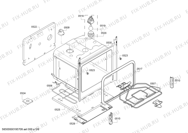 Взрыв-схема плиты (духовки) Bosch HCA744250Q - Схема узла 05