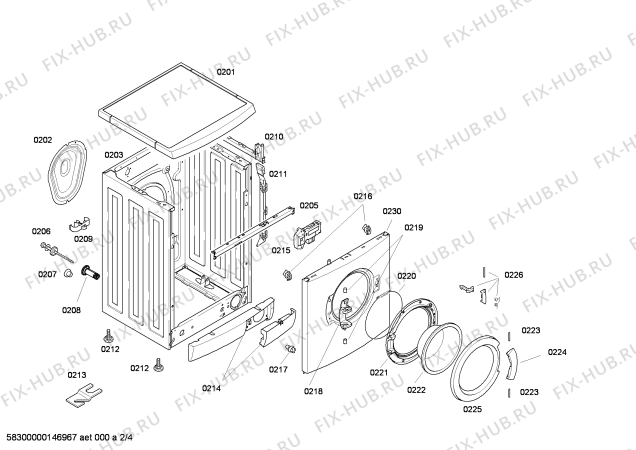 Схема №2 WAE20261IL с изображением Крышка для стиралки Bosch 00685167