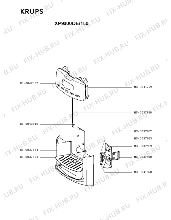 Взрыв-схема кофеварки (кофемашины) Krups XP9000DE/1L0 - Схема узла 4P002873.2P2