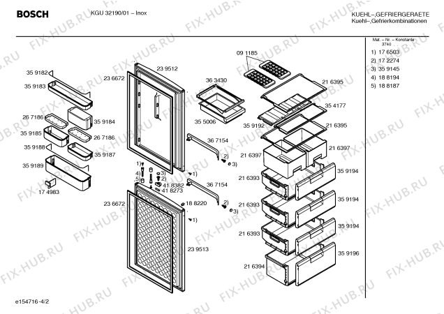 Схема №1 KGU32190 с изображением Дверь для холодильной камеры Bosch 00239512