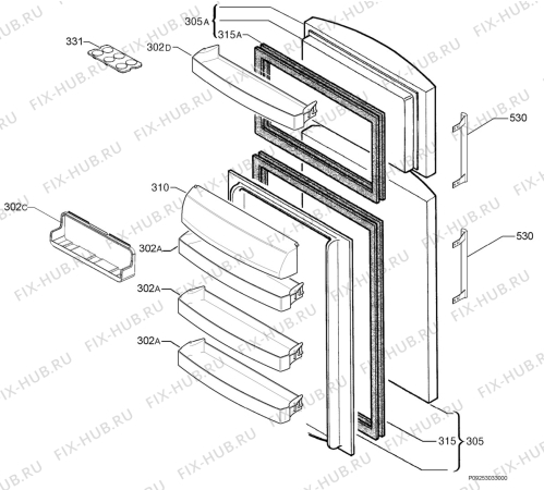 Взрыв-схема холодильника Aeg Electrolux S95428DT1 - Схема узла Door 003