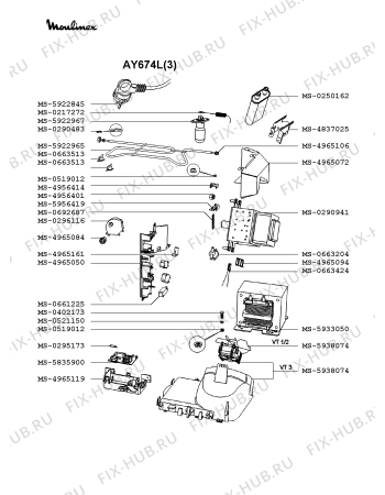 Взрыв-схема микроволновой печи Moulinex AY674L(3) - Схема узла MP002036.2P3