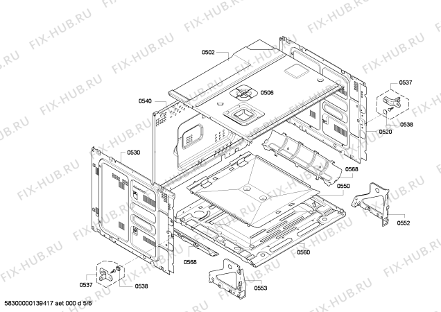 Взрыв-схема плиты (духовки) Siemens HB86K572B - Схема узла 05