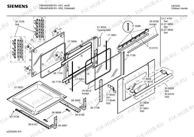 Взрыв-схема плиты (духовки) Siemens HB44024SK - Схема узла 04