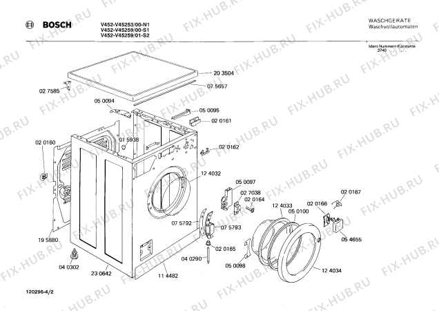 Взрыв-схема стиральной машины Bosch V45253 V452 - Схема узла 02