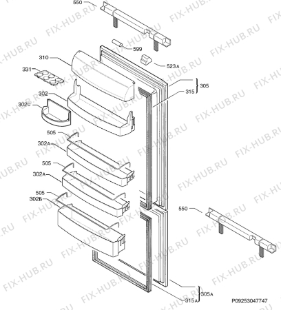 Взрыв-схема холодильника Juno Electrolux JCG94188 - Схема узла Door 003