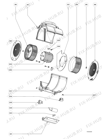 Взрыв-схема вытяжки Tricity Bendix CH950X - Схема узла Section 3