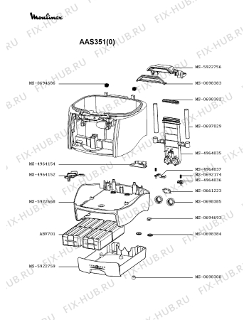 Взрыв-схема тостера (фритюрницы) Moulinex AAS351(0) - Схема узла EP002132.6P3