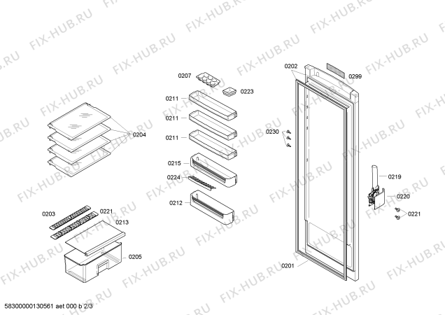 Схема №1 3FCB1317 с изображением Дверь для холодильника Bosch 00246711