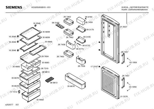 Взрыв-схема холодильника Siemens KG32S20GB - Схема узла 02