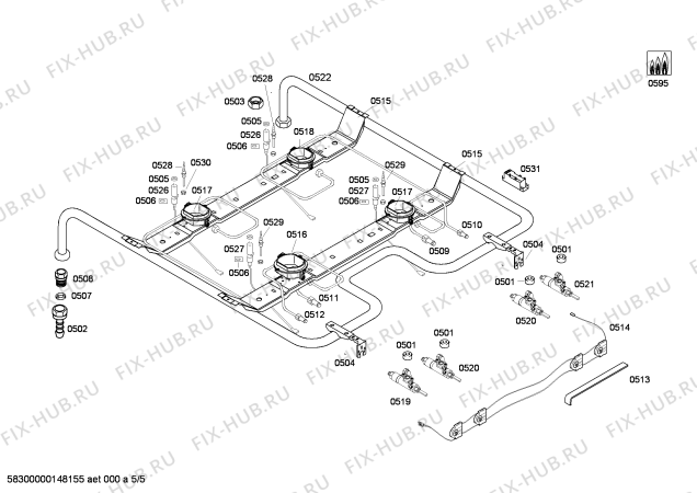 Схема №1 HGV445120N с изображением Кабель для плиты (духовки) Bosch 00651440