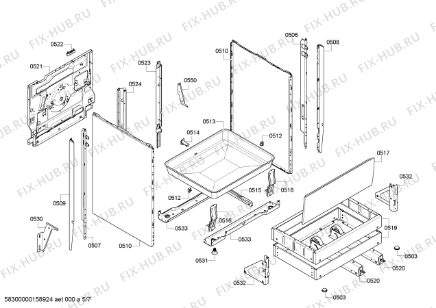 Взрыв-схема плиты (духовки) Bosch HCE778321U - Схема узла 05