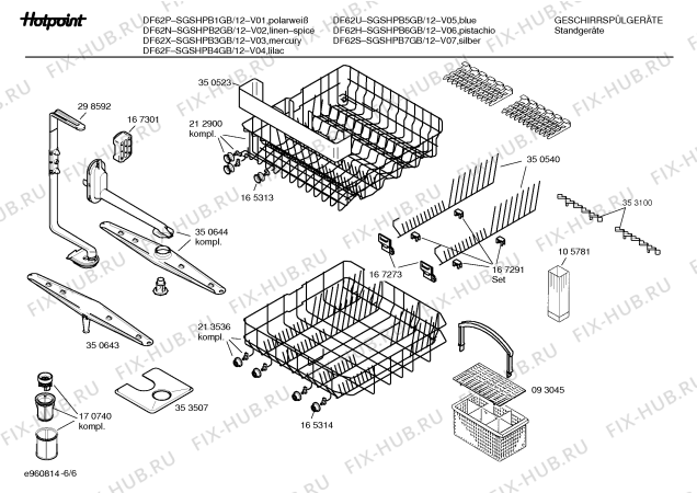 Взрыв-схема посудомоечной машины Hotpoint SGSHPB3GB DF62X - Схема узла 06