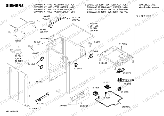 Схема №1 WXT1050NL SIWAMAT XT1050 с изображением Панель управления для стиралки Siemens 00359989