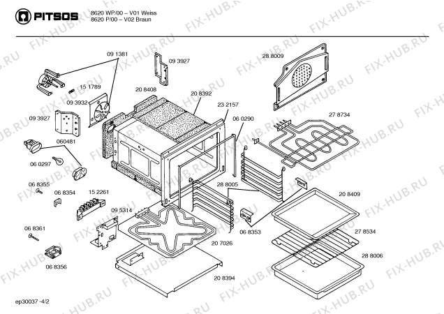 Схема №1 8620WP с изображением Панель для плиты (духовки) Bosch 00209724