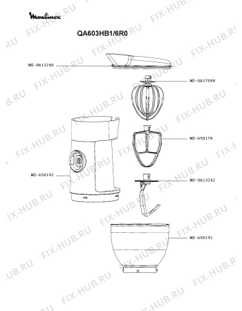 Взрыв-схема кухонного комбайна Moulinex QA603HB1/6R0 - Схема узла QP005157.8P2