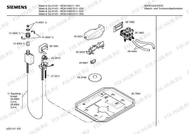 Взрыв-схема стиральной машины Siemens WD61430DS Wash & Dry 6143 - Схема узла 06