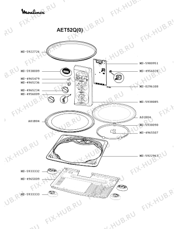 Схема №1 AET52L(0) с изображением Блок управления для микроволновки Moulinex MS-5980951