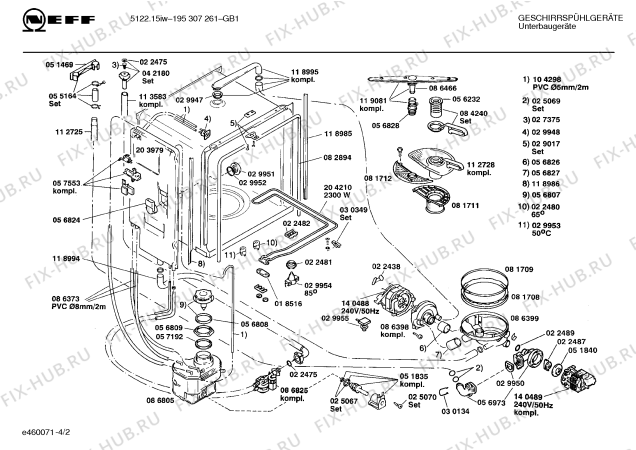Взрыв-схема посудомоечной машины Neff 195307261 5122.15IW - Схема узла 02