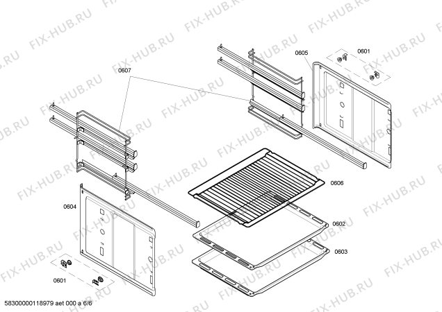Взрыв-схема плиты (духовки) Bosch HBN53R551 - Схема узла 06