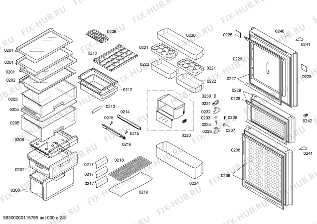 Схема №1 KK22F48TI с изображением Поднос для холодильника Siemens 00446395