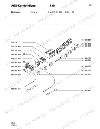 Взрыв-схема плиты (духовки) Aeg 318V-W GB - Схема узла Section9