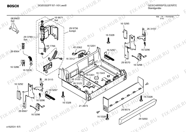 Взрыв-схема посудомоечной машины Bosch SGS5322FF - Схема узла 05