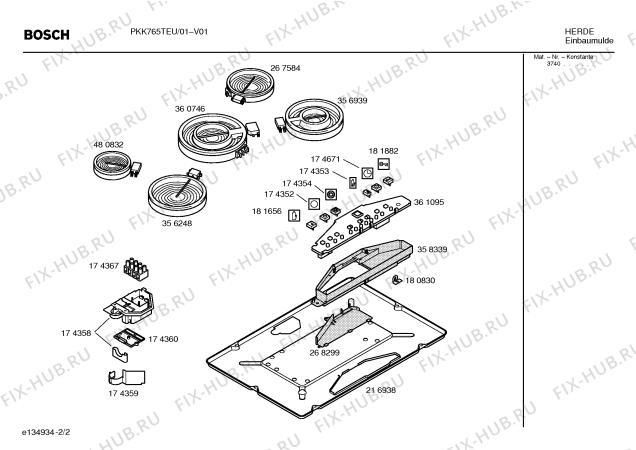 Взрыв-схема плиты (духовки) Bosch PKK765TEU - Схема узла 02