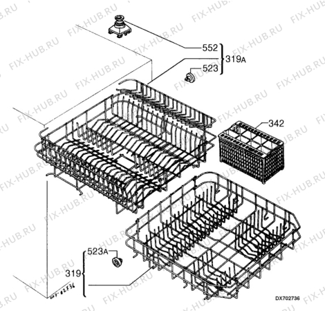Взрыв-схема посудомоечной машины Ege ES312033 - Схема узла Baskets, tubes 061