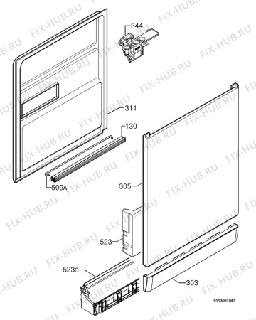 Взрыв-схема посудомоечной машины Zanussi ZDF3023N - Схема узла Door 003