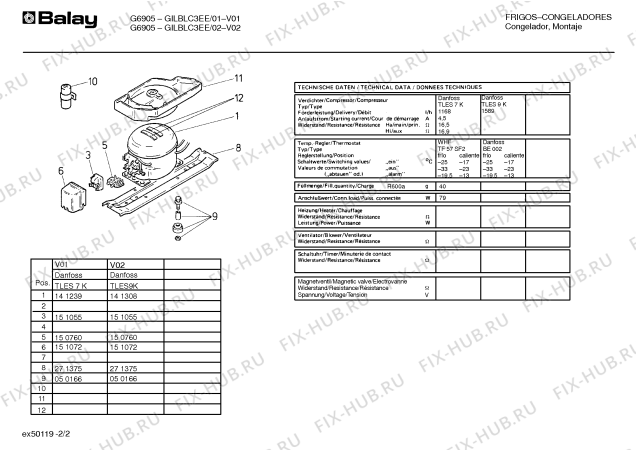 Взрыв-схема холодильника Balay GILBLC3EE G6905 - Схема узла 02