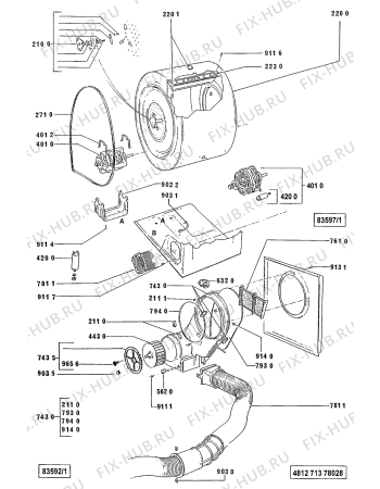 Схема №1 AWG 221/AL с изображением Прокладка Whirlpool 481953088011