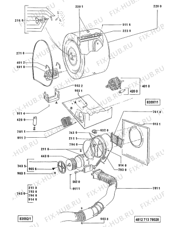 Схема №1 AWG 221/AL с изображением Винт (болт) Whirlpool 481950238185