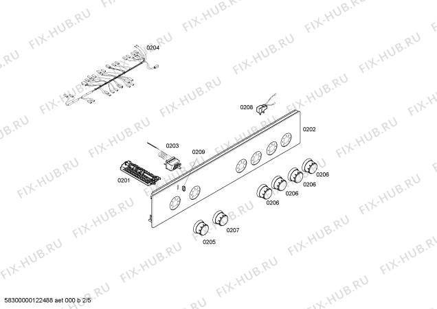 Схема №1 FRT4001G с изображением Панель управления для электропечи Bosch 00664040