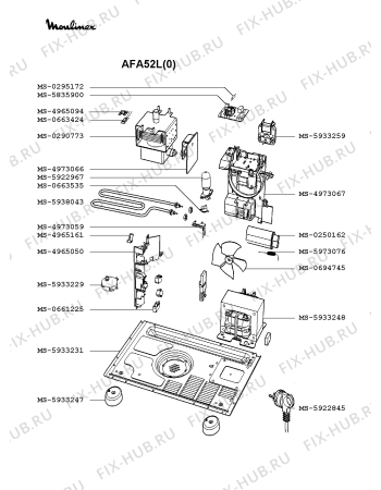 Взрыв-схема микроволновой печи Moulinex AFA52L(0) - Схема узла 0P002077.2P3