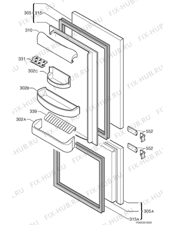 Взрыв-схема холодильника Electrolux ER2530I - Схема узла Door 003