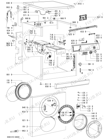 Схема №1 LOE 1078 EG с изображением Модуль (плата) для стиралки Whirlpool 480111102838