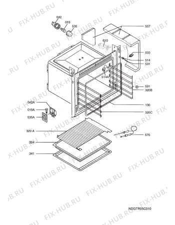 Взрыв-схема плиты (духовки) Electrolux EOB67000X  EU R08 AF - Схема узла Oven