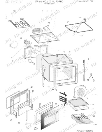 Взрыв-схема плиты (духовки) Ariston CP649MD2XNL (F041811) - Схема узла
