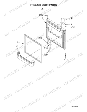 Схема №1 GB5525PEAW с изображением Рукоятка для холодильной камеры Whirlpool 482000006839