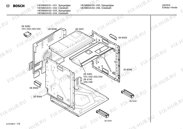 Схема №2 HEN865A с изображением Панель для духового шкафа Bosch 00285838