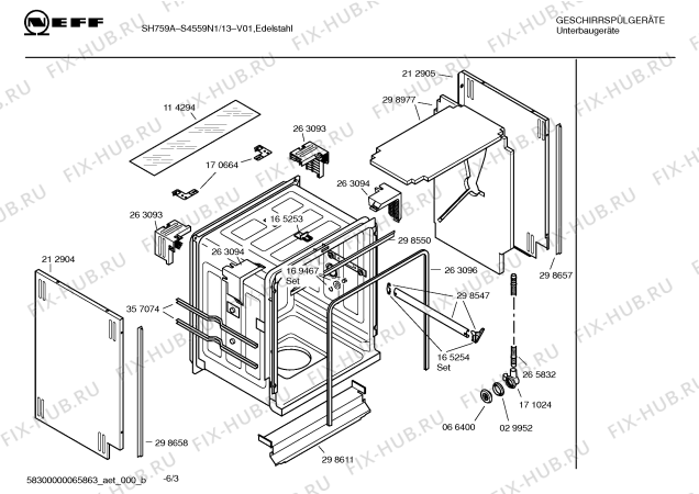 Взрыв-схема посудомоечной машины Neff S4559N1 SH759A - Схема узла 03