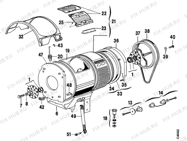 Взрыв-схема стиральной машины Zanker LT1200 - Схема узла Tub and drum