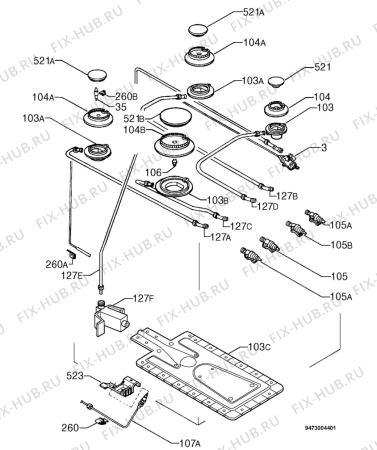 Взрыв-схема плиты (духовки) Zanussi CSIG503W - Схема узла Functional parts 267