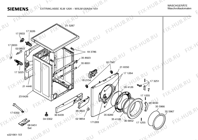 Взрыв-схема стиральной машины Siemens WXLM120A EXTRAKLASSE XLM 120A - Схема узла 02
